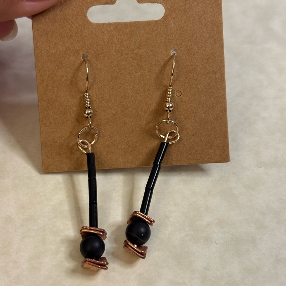 Elegant Black and Gold Earrings